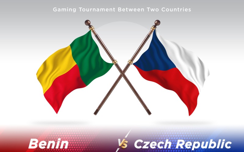 Benin versus Czech republic Two Flags Illustration
