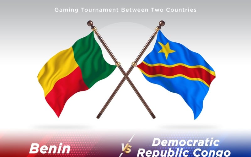 Benin versus democratic republic Congo Two Flags Illustration