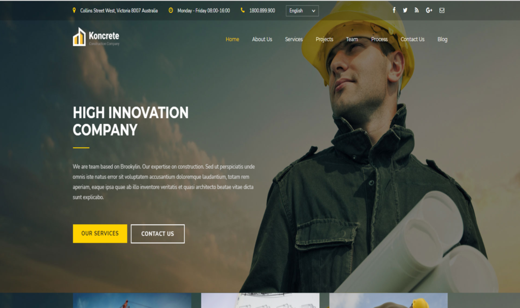 Koncrete Construction-One Page HTML5 Website Template