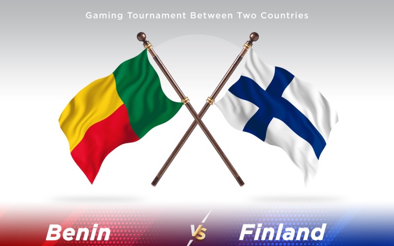 Benin versus Finland Two Flags Illustration
