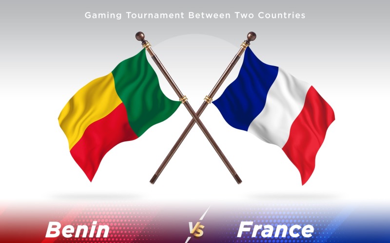 Benin versus France Two Flags Illustration