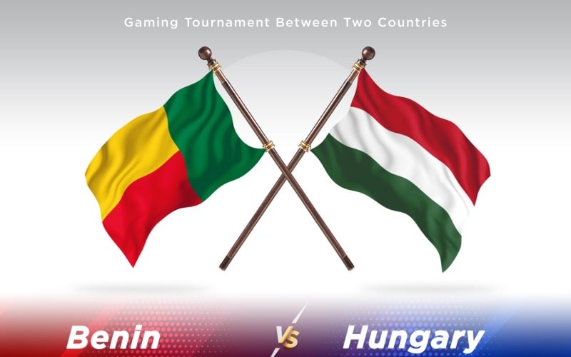 Benin versus Hungary Two Flags Illustration