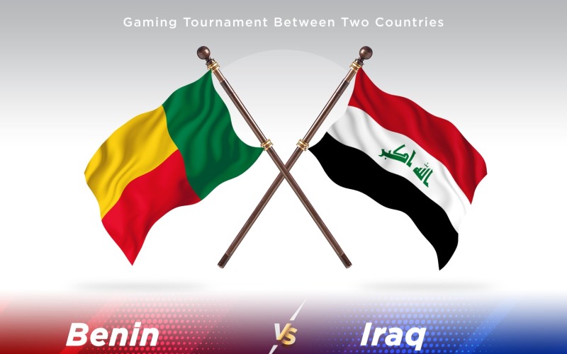 Benin versus Iraq Two Flags Illustration
