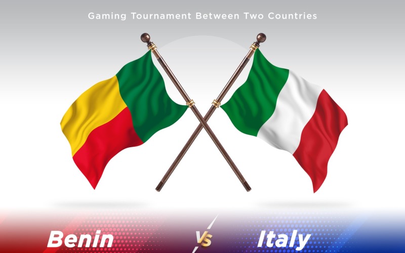 Benin versus Italy Two Flags Illustration