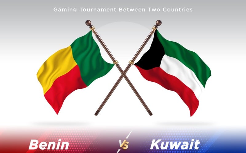 Benin versus Kuwait Two Flags Illustration