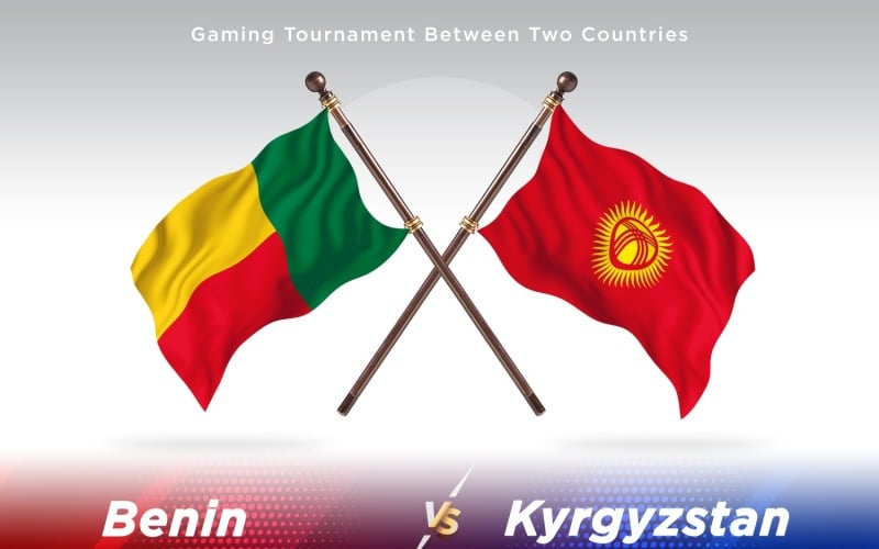 Benin versus Kyrgyzstan Two Flags Illustration
