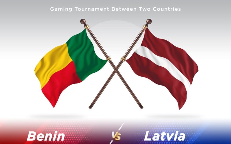 Benin versus Latvia Two Flags Illustration