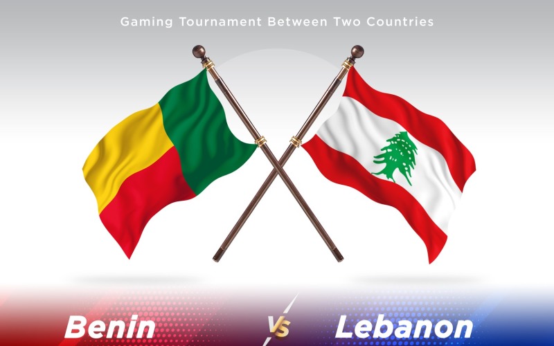 Benin versus Lebanon Two Flags Illustration