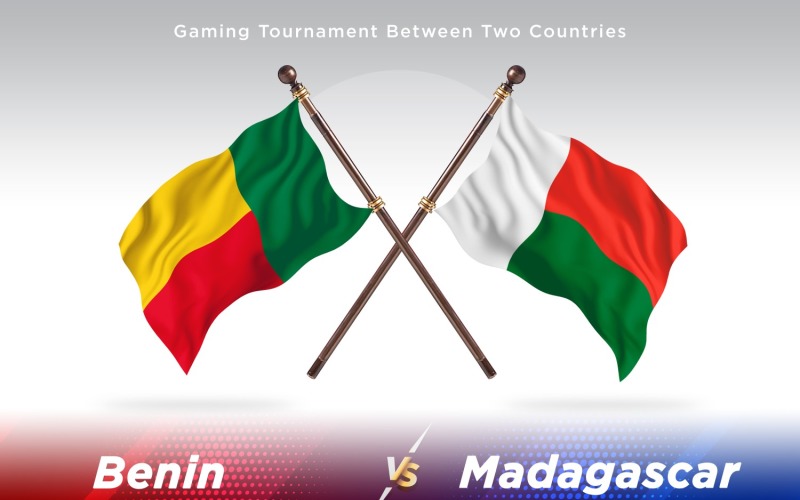 Benin versus Madagascar Two Flags Illustration