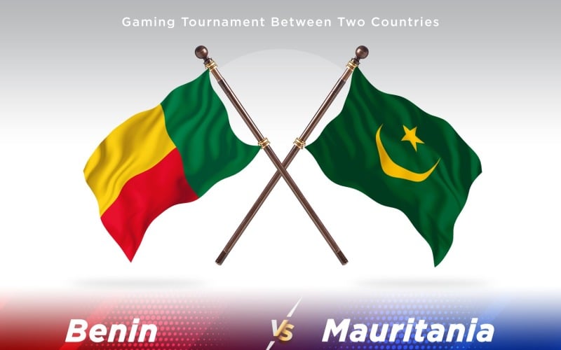 Benin versus Mauritania Two Flags Illustration