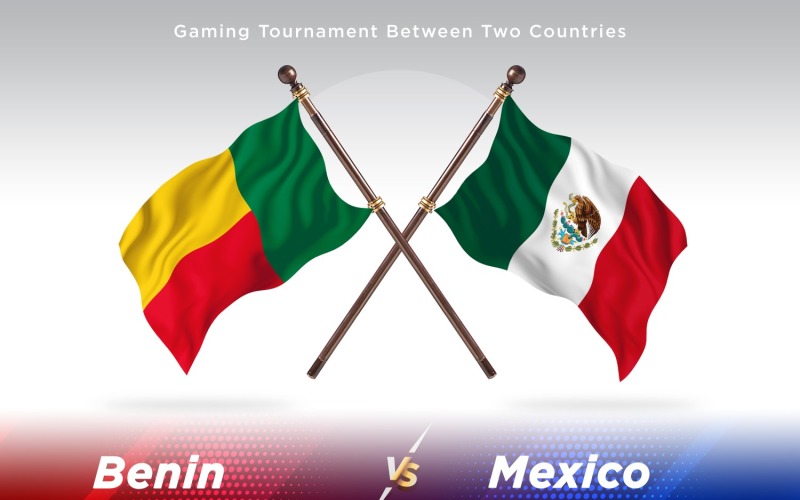 Benin versus Mexico Two Flags Illustration