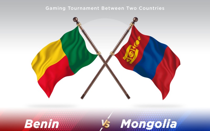 Benin versus Mongolia Two Flags Illustration