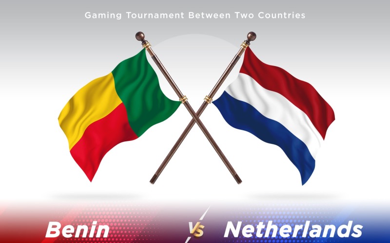 Benin versus Netherlands Two Flags Illustration