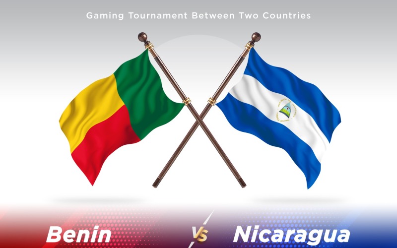 Benin versus Nicaragua Two Flags Illustration