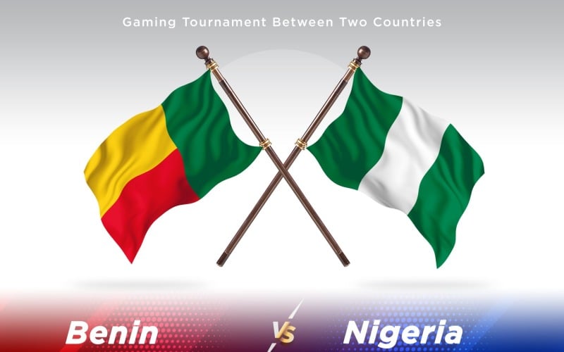 Benin versus Nigeria Two Flags Illustration