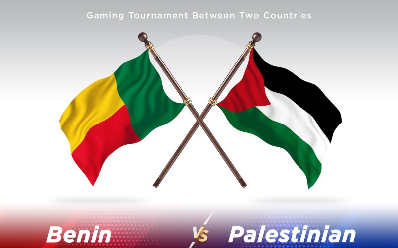 Benin versus Palestinian Two Flags Illustration