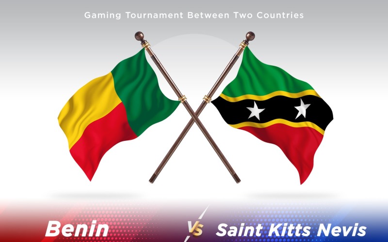 Benin versus saint Kitts and Nevis Two Flags Illustration