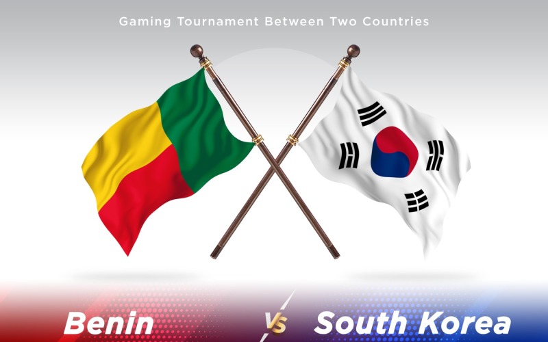 Benin versus south Korea Two Flags Illustration