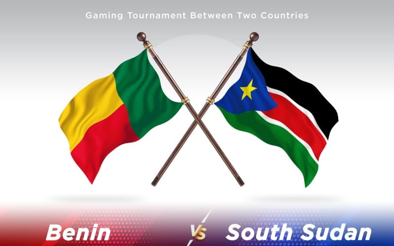 Benin versus south Sudan Two Flags Illustration