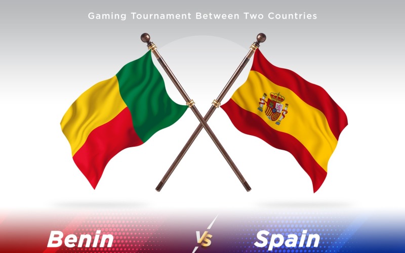 Benin versus Spain Two Flags Illustration