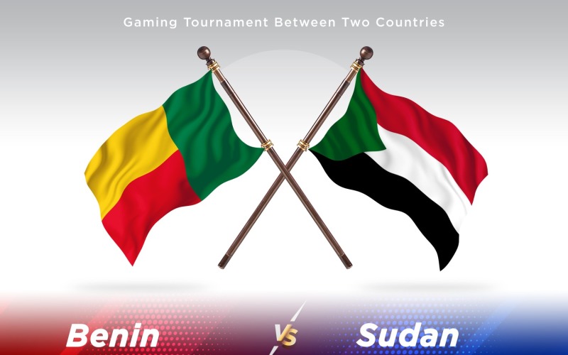Benin versus Sudan Two Flags Illustration