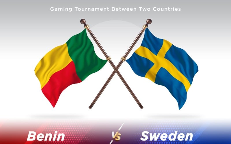 Benin versus Sweden Two Flags Illustration