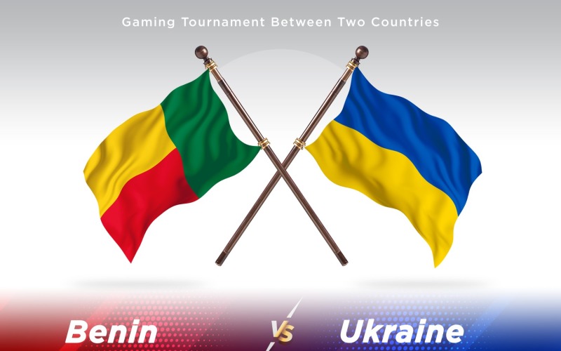 Benin versus Ukraine Two Flags Illustration