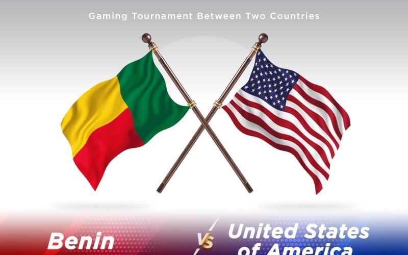 Benin versus united states of America Two Flags Illustration