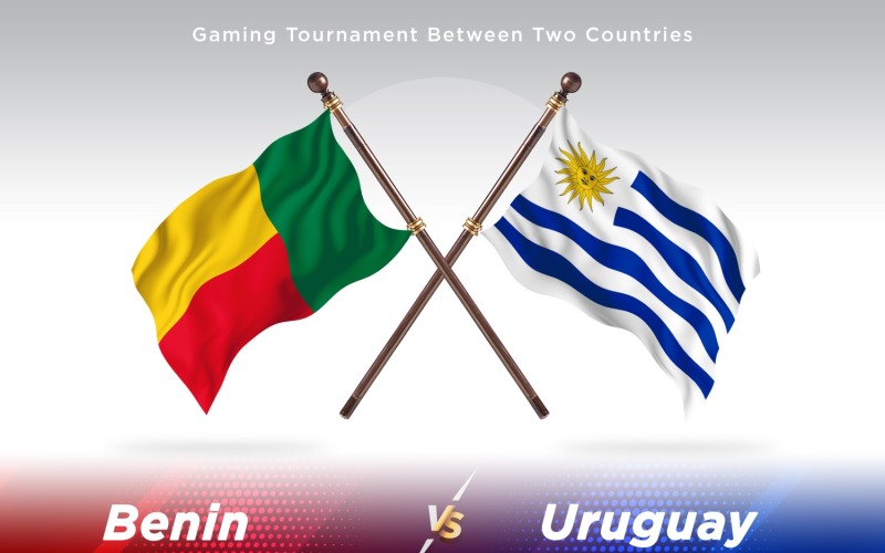 Benin versus Uruguay Two Flags Illustration