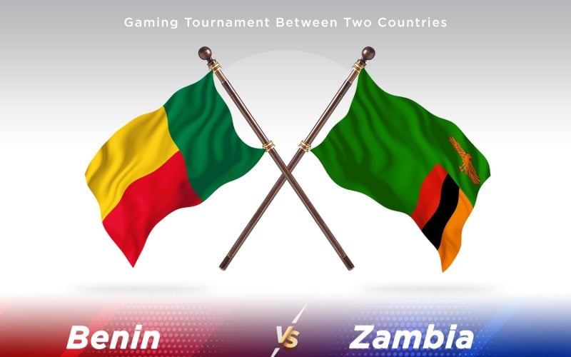 Benin versus Zambia Two Flags Illustration