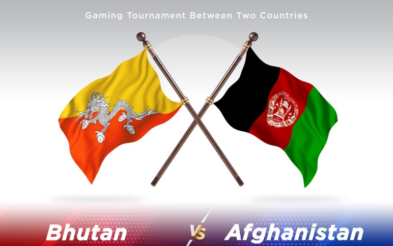 Bhutan versus Afghanistan Two Flags Illustration