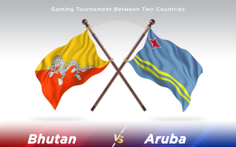 Bhutan versus Aruba Two Flags Illustration