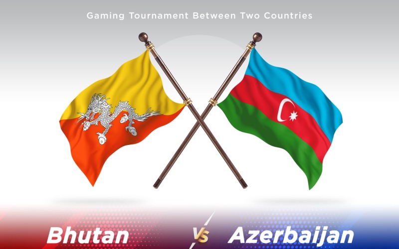 Bhutan versus Azerbaijan Two Flags Illustration