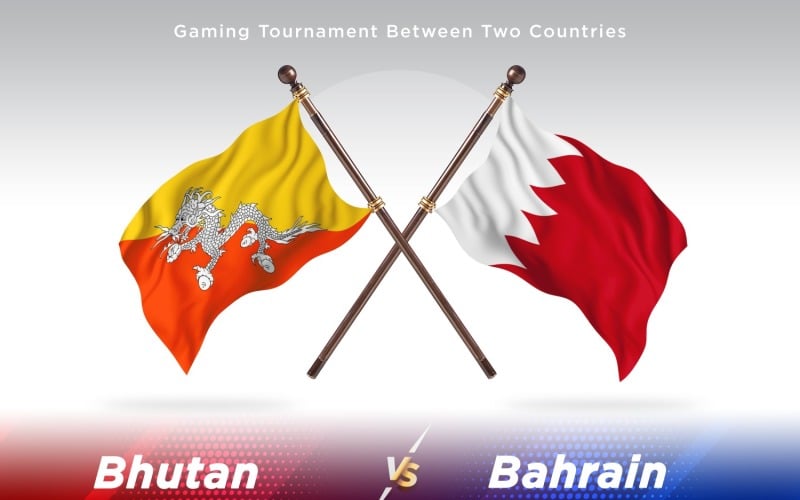 Bhutan versus Bahrain Two Flags Illustration
