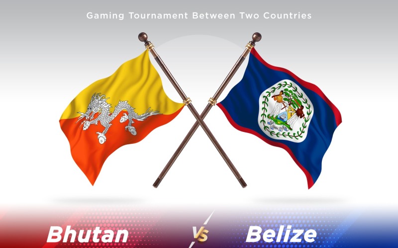 Bhutan versus Belize Two Flags Illustration