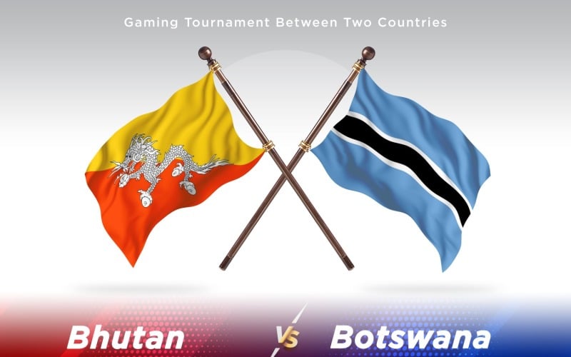 Bhutan versus Botswana Two Flags Illustration
