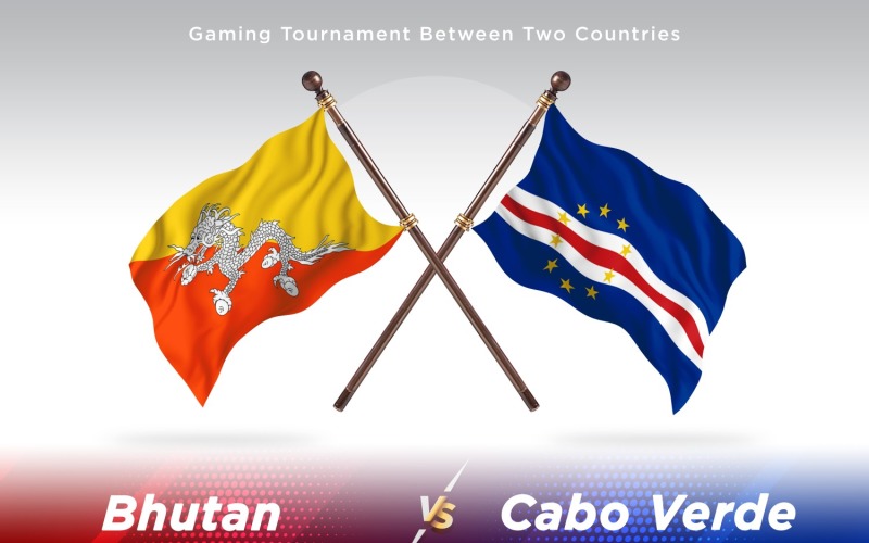 Bhutan versus Cabo Verde Two Flags Illustration