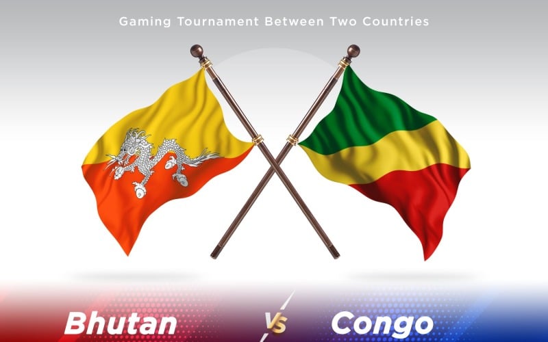 Bhutan versus Congo Two Flags Illustration