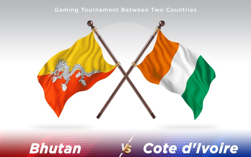 Bhutan versus cote d'ivoire Two Flags Illustration