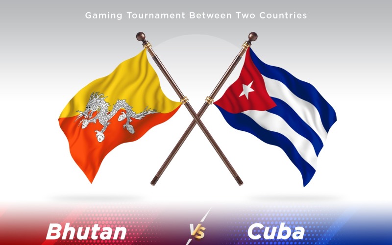Bhutan versus Cuba Two Flags Illustration
