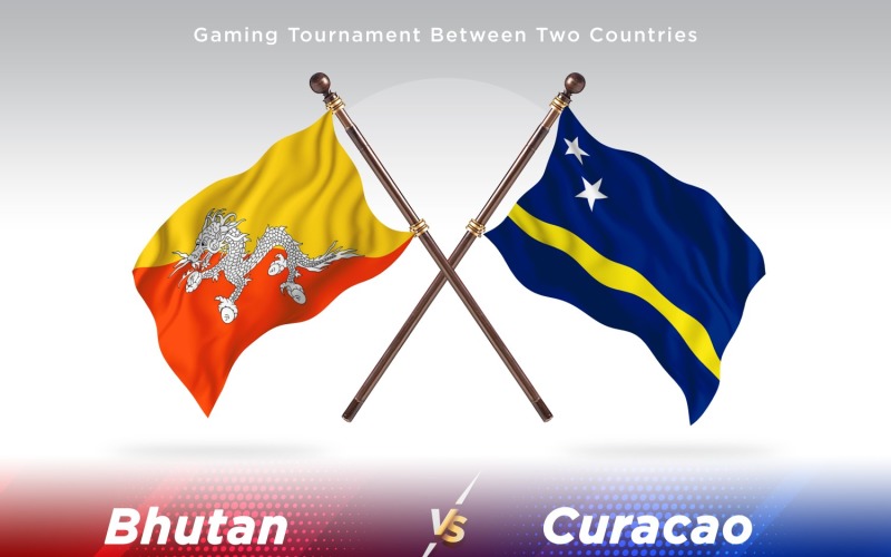 Bhutan versus curacao Two Flags Illustration