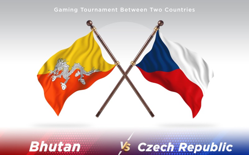 Bhutan versus Czech republic Two Flags Illustration
