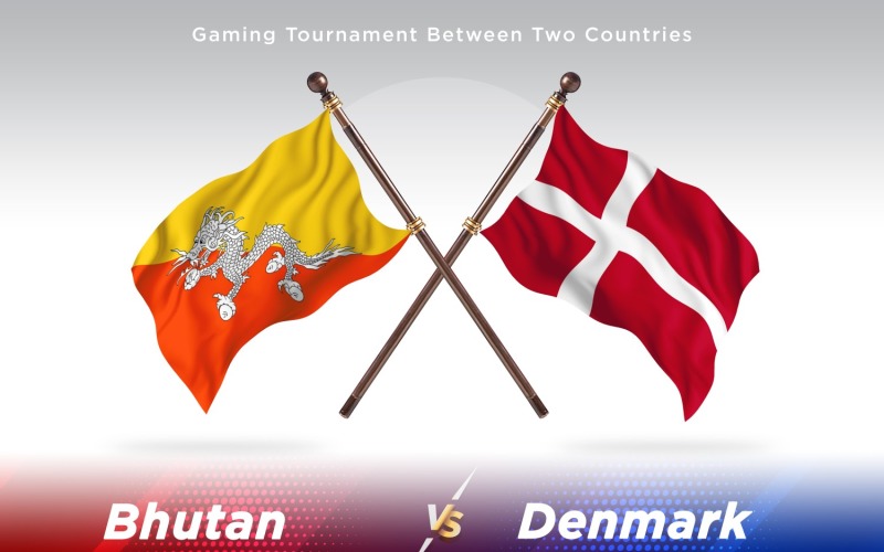 Bhutan versus Denmark Two Flags Illustration