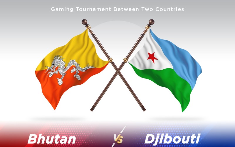 Bhutan versus Djibouti Two Flags Illustration