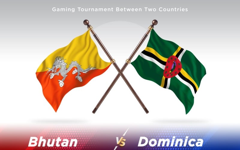 Bhutan versus Dominica Two Flags Illustration