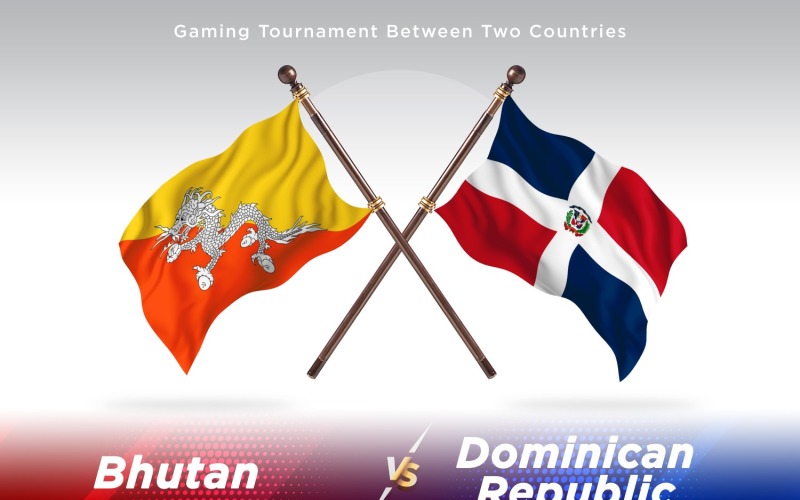 Bhutan versus Dominican republic Two Flags Illustration