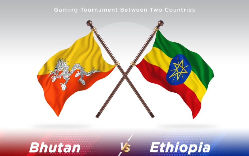 Bhutan versus Ethiopia Two Flags Illustration