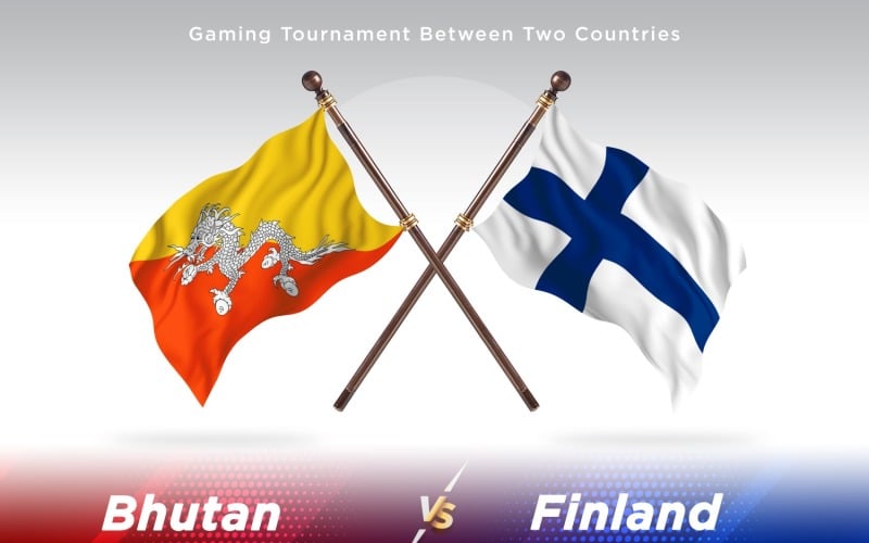 Bhutan versus Finland Two Flags Illustration