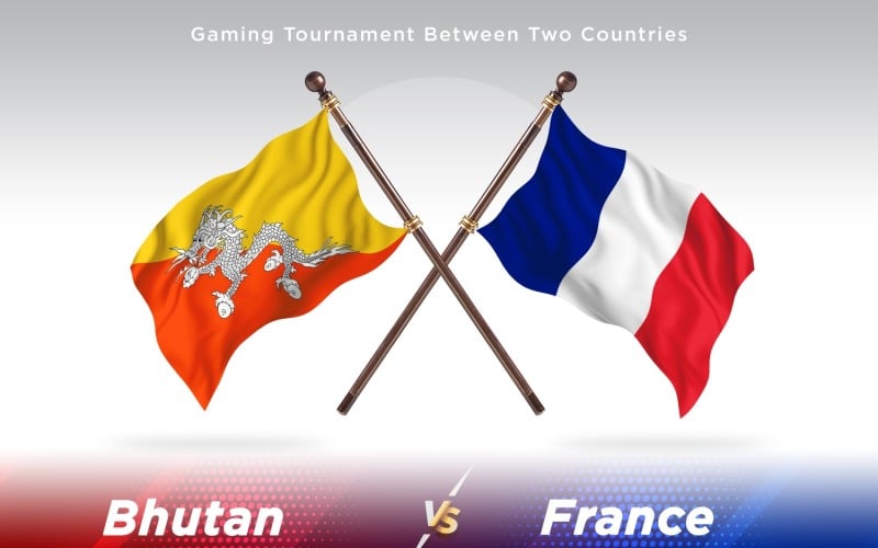 Bhutan versus France Two Flags Illustration