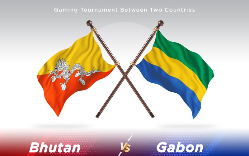 Bhutan versus Gabon Two Flags Illustration